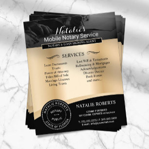 Notary Public Loan Signing Agent Black & Gold Flyer
