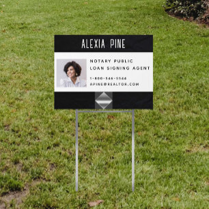 Notary Public Loan Signing Agent Black White Metal Sign