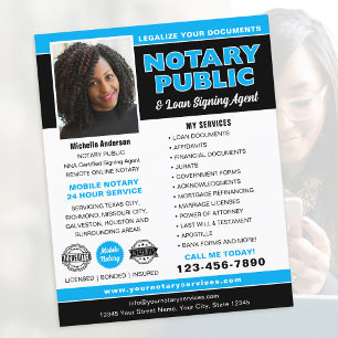 Notary Public Loan Signing Agent Blue Editable Flyer