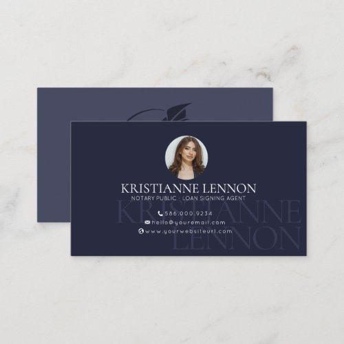 Notary Public _ Loan Signing Agent _ Blue Photo Business Card