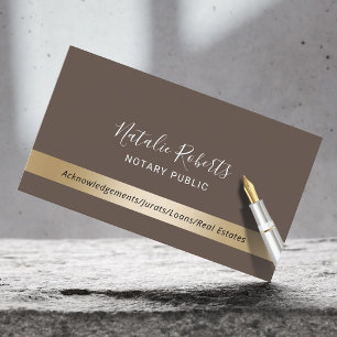 Notary Public Loan Signing Agent Brown & Gold Business Card