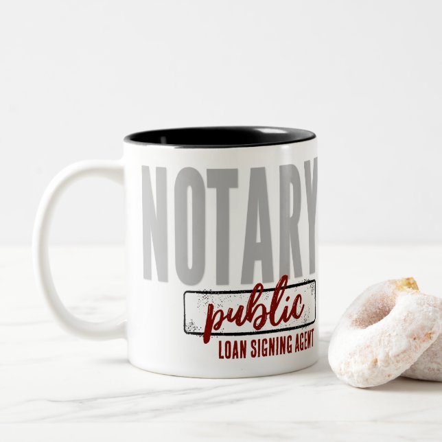 Notary Public Loan Signing Agent Customized Two-Tone Coffee Mug (With Donut)