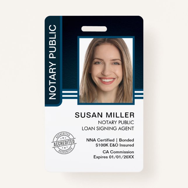 Notary Public Loan Signing Agent ID Badge (Front)