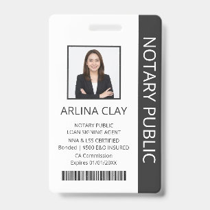 Notary Public Loan Signing Agent ID Badge Black