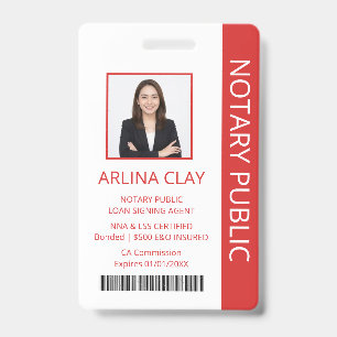 Notary Public Loan Signing Agent ID Badge Red