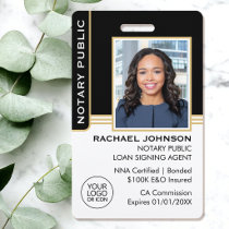 Notary Public Loan Signing Agent ID Black Gold Badge