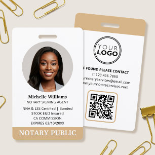 Notary Public Loan Signing Agent ID Photo Gold Badge