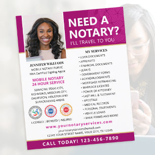Notary Public Loan Signing Agent Magenta Pink Flyer