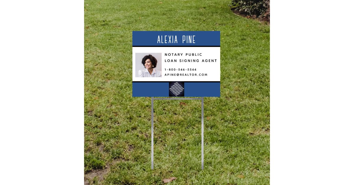 Blue Signing Box Notary Public Loan Signing Agent Metal Mesh Blue Sign | Zazzle