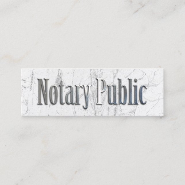 Notary Public Loan Signing Agent Metallic Text Mini Business Card (Front)