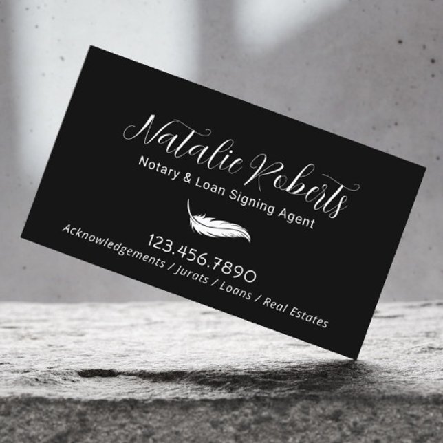 Notary Public Loan Signing Agent Minimalist Black Business Card (Creator Uploaded)