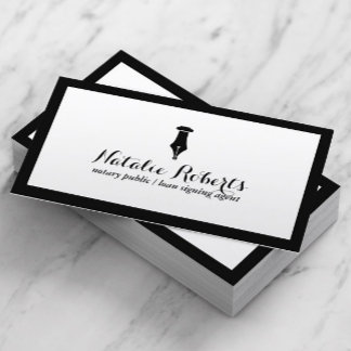 Notary Public Loan Signing Agent Minimalist Border Business Card