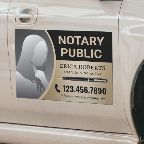 Notary Public Loan Signing Agent Modern Gold Photo Car Magnet