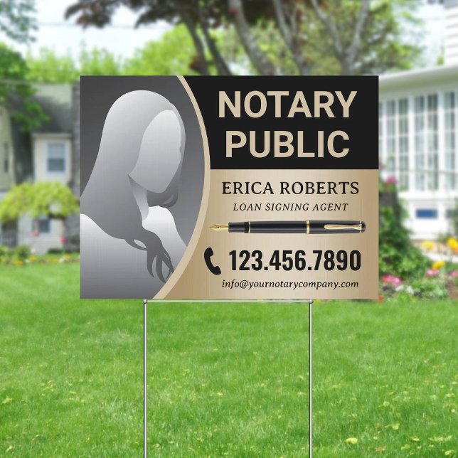 Notary Public Loan Signing Agent Modern Gold Photo Sign (Creator Uploaded)