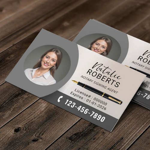 Notary Public  Loan Signing Agent Modern Photo Business Card