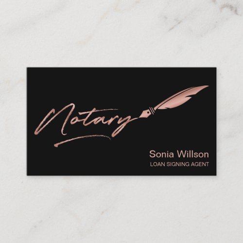 Notary Public Loan Signing Agent Modern Rose Gold  Business Card
