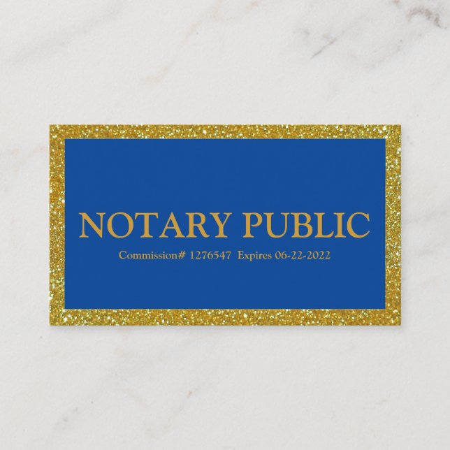 Notary Public Loan Signing Agent Navy & Gold Business Card (Front)