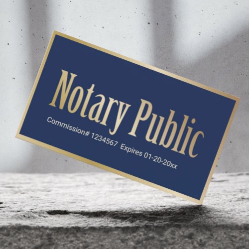 Notary Public Loan Signing Agent Navy  Gold Business Card