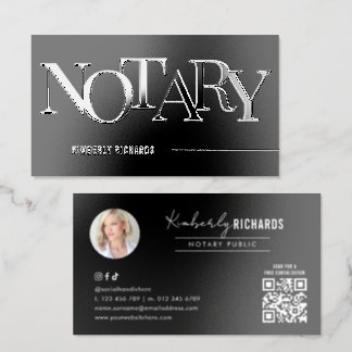 Notary Public Loan Signing Agent Photo Black Raised Spot UV Business Card