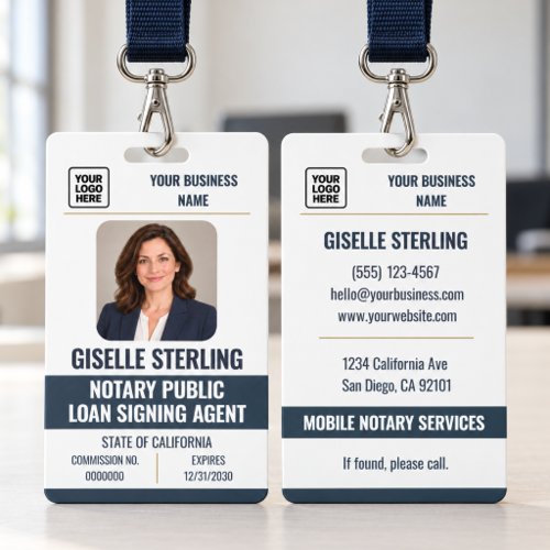 Notary Public Loan Signing Agent Photo ID Badge