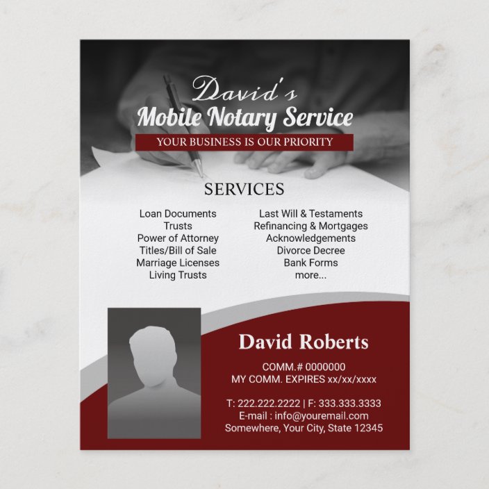 Notary Public Loan Signing Agent Red Photo Flyer