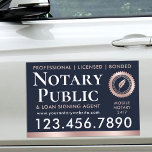 Notary Public Loan Signing Agent Rose Gold Blue Car Magnet at Zazzle