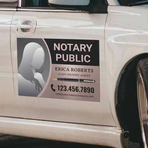 Notary Public Loan Signing Agent Rose Gold Photo Car Magnet