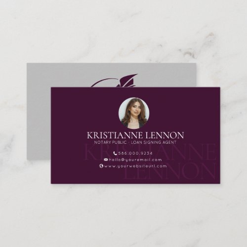 Notary Public _ Loan Signing Agent _ Sleek Photo B Business Card