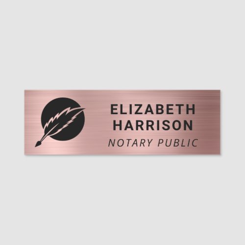 Notary Public Logo Rose Gold Name Tag