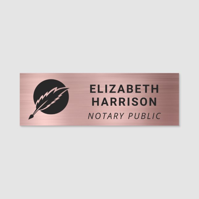 Notary Public Logo Rose Gold Name Tag (Front)