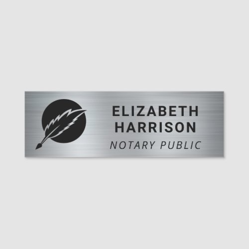 Notary Public Logo Silver Name Tag