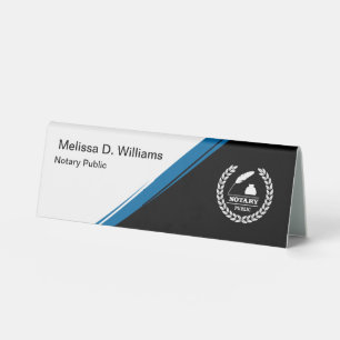 Notary Public Logo Tent Style Desk Name Plaque Table Tent