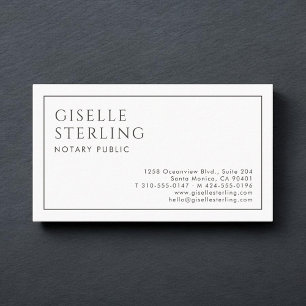 Notary Public Luxury Minimalist Black White Business Card