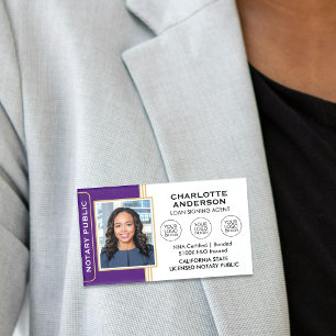 Notary Public Magnetic Name Tag Photo Purple