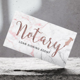 Notary Public Marble Rose Gold 3D Typography Business Card