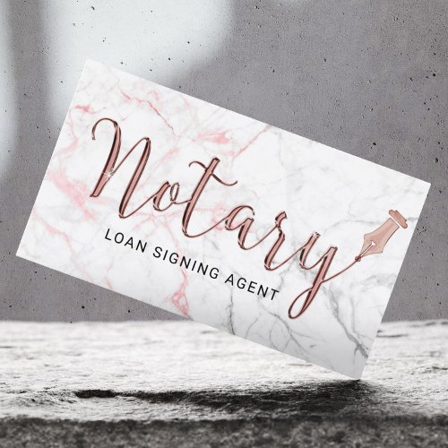 Notary Public Marble Rose Gold 3D Typography Business Card
