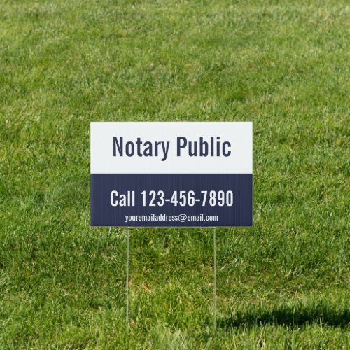 Notary Public Midnight Blue and White Promotional Sign