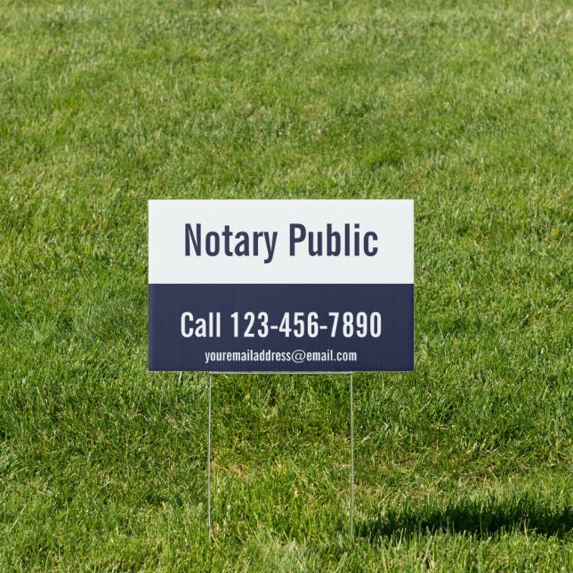 Notary Public Midnight Blue and White Promotional Sign (Insitu)