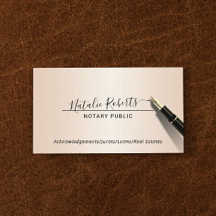 Notary Public Minimalist Script Signature Ivory Business Card