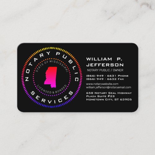 Notary Public Mississippi ll Business Card