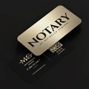 Notary Public Mobile Signing Agent Black Faux Gold Business Card