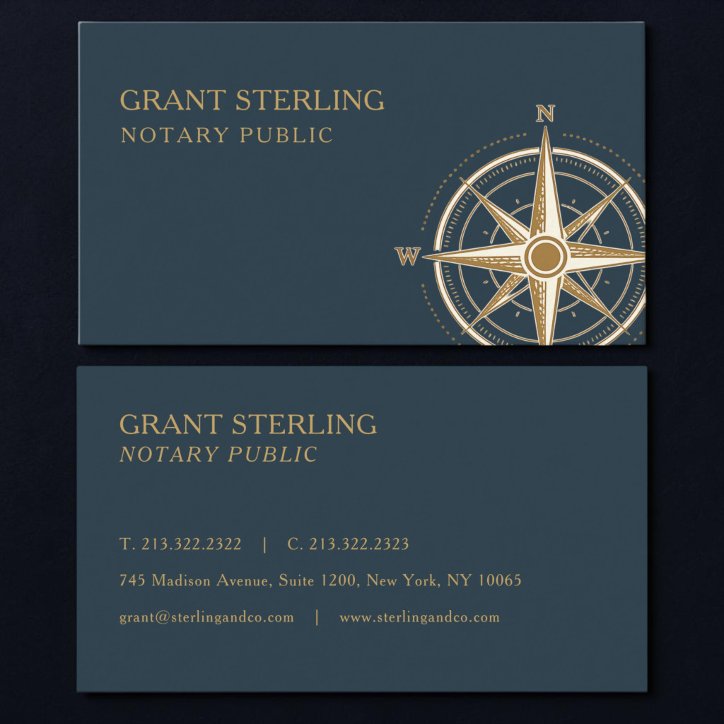 Notary Public Nautical Compass Business Card