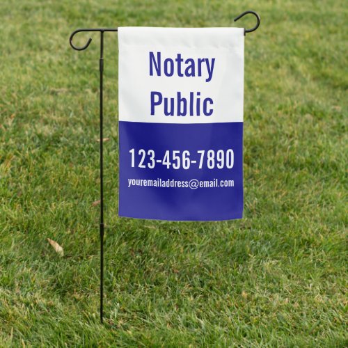 Notary Public Navy Blue  White Template Garden Flag
