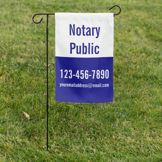 Notary Public Navy Blue & White Template Garden Flag (In SItu)