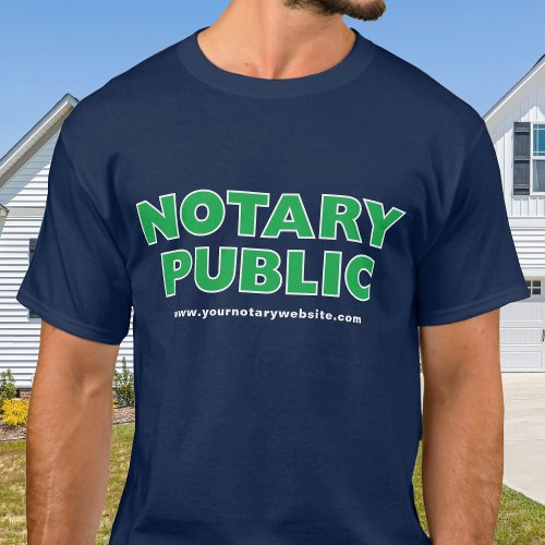 Notary Public Navy Green Editable Website T_Shirt