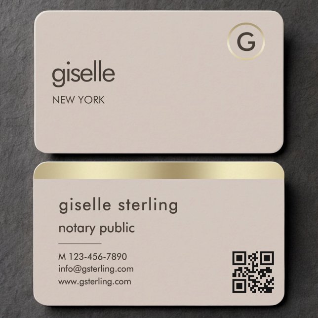 Notary Public Neutral Gold QR Code Business Card (Creator Uploaded)