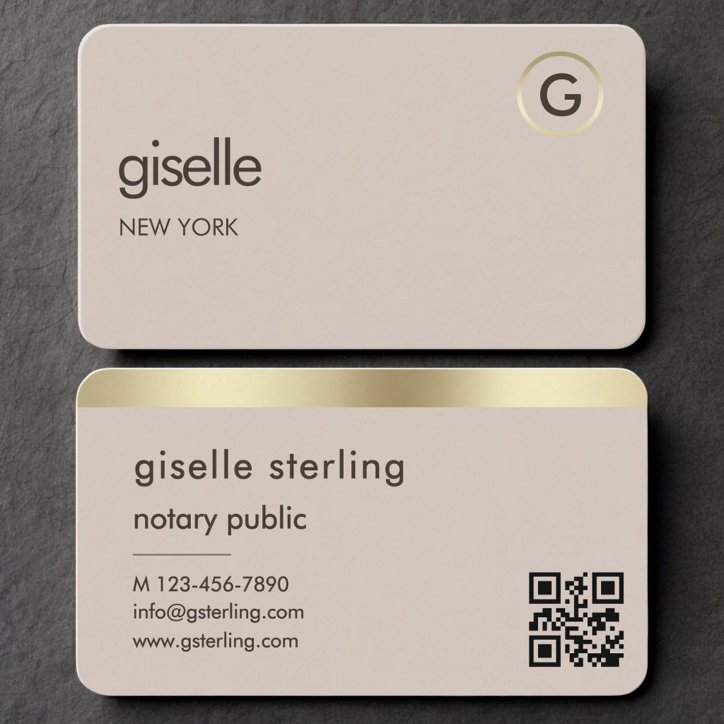 Notary Public Neutral Gold QR Code Business Card