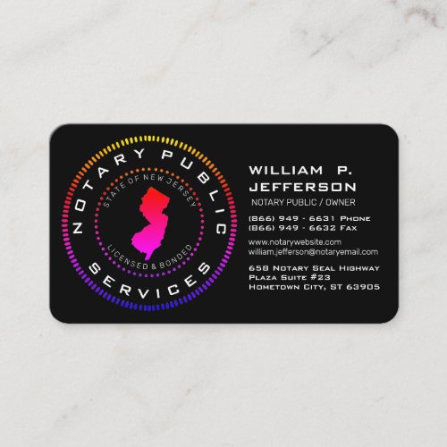 Notary Public New Jersey ll Business Card