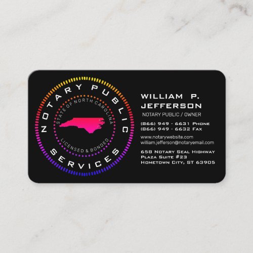 Notary Public North Carolina ll Business Card