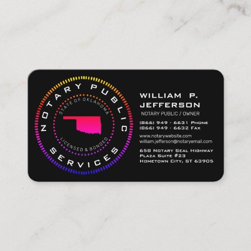 Notary Public Oklahoma ll Business Card